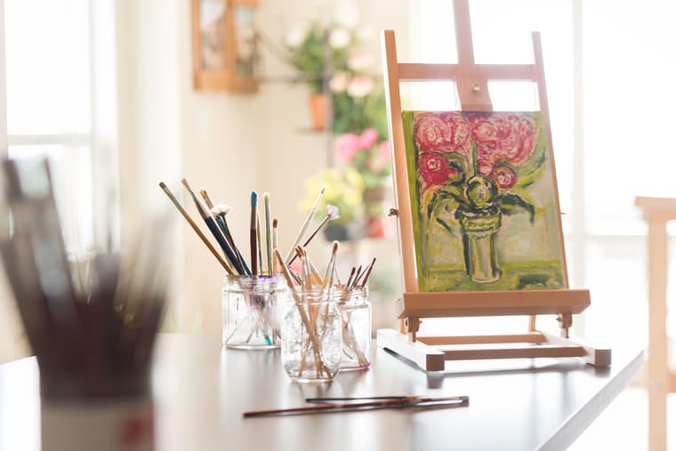 Craft kitchen with painting at Amica Bayview Gardens senior living residence.