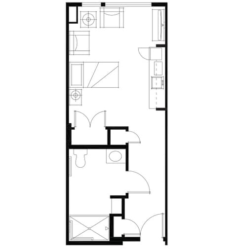 Edgemont studio floorplan for assisted living.