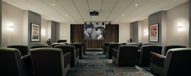 Theater room at Amica senior living residence.