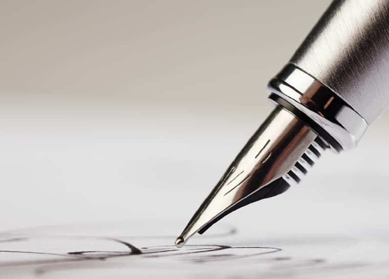 Sleek grey fountain pen.