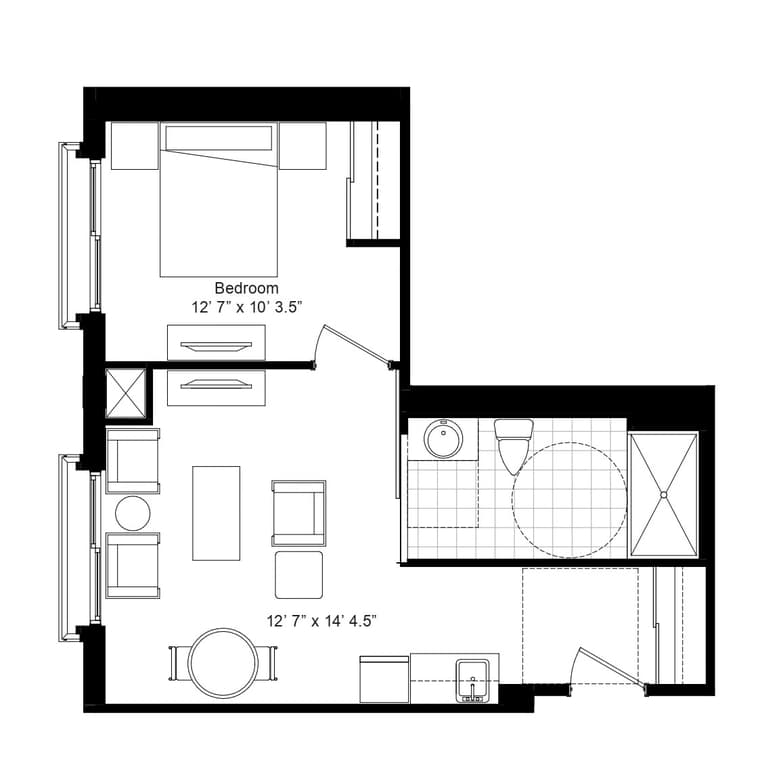 Pickering assisted living one bedroom floor 3