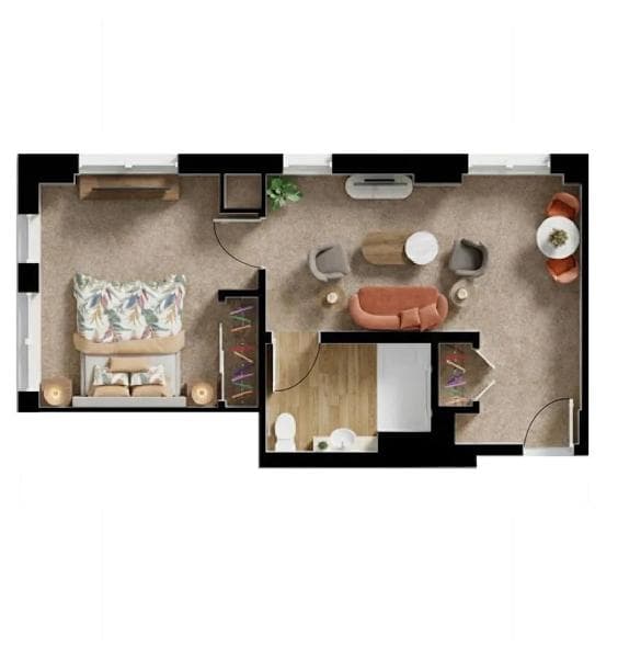 Kerrisdale - one-bedroom Memory Care suite Kerrisdale's one-bedroom Memory Care suite 309, which is 596 sq. ft.