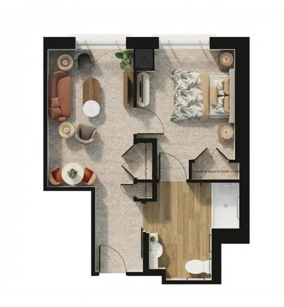 Enhanced Memory Care one-bedroom floorplan - Aurora Promenade An enhanced Memory Care one-bedroom floorplan (or backline) - Aurora Promenade